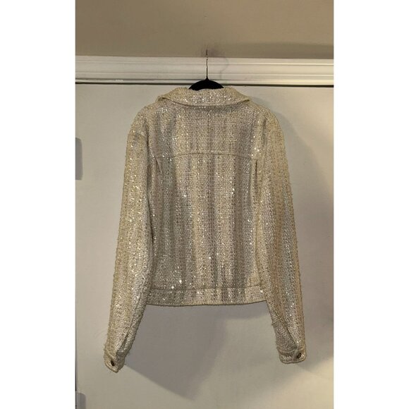 NWT $3706 Amiri Sequin Embellished Tweed Jacket Alabaster Size 54 - Picture 9 of 13